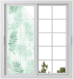 Window Privacy Film Frosted, Light Green Botanical Static Cling Door Window Covering, Summer Palm Leaves Foliage Tropical UV Blocking Windows Film for Office, Hotel, Bedroom, 29.5 x 78.7 Inches by Unknown