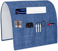 Sofa Armrest Organizer Bedside Caddy, Navy Blue Non Slip Couch Remote Control Holder for Recliner, Vintage Country Monochrome Farmhouse Armchair Caddy with Pocket for Magazine, Phone, 19.7"x35" by Unknown