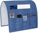 Sofa Armrest Organizer Bedside Caddy, Navy Blue Non Slip Couch Remote Control Holder for Recliner, Vintage Country Monochrome Farmhouse Armchair Caddy with Pocket for Magazine, Phone, 19.7"x35" by Unknown