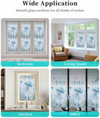 Window Privacy Film Frosted, Coastal Jellyfish Non-Adhesive Static Cling Window Tint, Blue Ocean Coral Summer Beach Seaweed Insulated Windows Frosted Films for Living Room, 35.4 x 78.7 Inches - Image 7