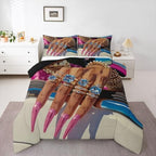 Erosebridal Black Woman King Bedding Set for Girls Teens Afro Magical Comforter Set Soft Microfiber Luxury African American Quilt Black Female Girls Bed Set for Melanin Bedroom Decor, 3 Piece by Erosebridal