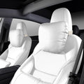 Quintor Genuine Nappa Leather Neck Pillow for Tesla Model Y/3/X/S, Car Seat Headrest Cushion 2-Pack, True Height & Thickness Adjustable, with Luxury Gift Box (White) by Unknown