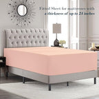Mocassi Queen Size 4-Piece Bed Sheet Set - 1800 Premium Hotel Quality Microfiber 18-24 Inches Extra Deep Pocket Fitted Sheet- Luxury Soft, Breathable, Wrinkle, and Fade Resistant, Blush Pink - Image 3
