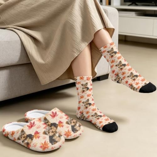 Fuzzy Slipper and Socks Set for Women Silent Sole Fuzzy Slipper - Image 4