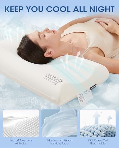Ultra-Thin Memory Foam Pillows Queen Size, Contour Cooling Cervical Pillow for Neck Pain Relief, Orthopedic Ergonomic Bed Pillow for Side, Back and Stomach Sleepers, (3.1 Inch Thickness, 1 PCS) - Image 4