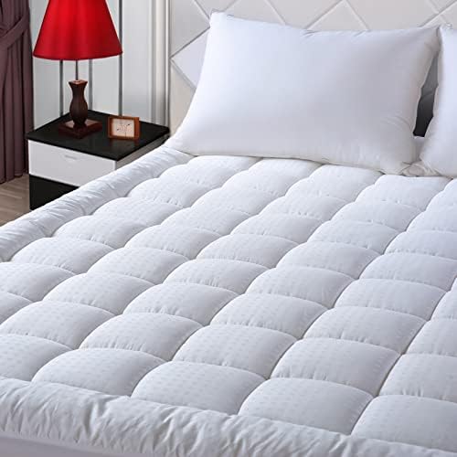 EASELAND Queen Size Mattress Pad Cotton Pillow Top Mattress Topper White by EASELAND