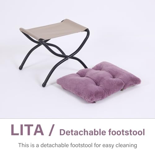 LITA Folding Ottoman, Foldable Footrest Stool, Portable Small Foot Stool for Couch, Collapsible Foot Rest Ottoman for Sofa, Accent Padded Ottomans for Lazy Chair, Living Room, Bedroom - Image 5