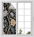 Window Privacy Film Frosted, Vintage Garden Flower Static Cling Door Window Covering, Rustic Floral Leaf Pastoral Black UV Blocking Windows Film for Office, Hotel, Bedroom, 29.5 x 78.7 Inches by Unknown