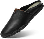 Men’s Slip-On Loafers Mules Clog Handmade Leather Slippers Hand Stitched no-Heel Casual Shoes for Men Breathable Comfortable Soft by LUODENGLANG