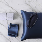 DISANGNI Silk Indulgence Set: Premium 22 Momme Mulberry Silk Pillowcase & Eye Mask Duo for Hair and Skin Rejuvenation(1pc Queen Size 20" x30", Blue) by DISANGNI
