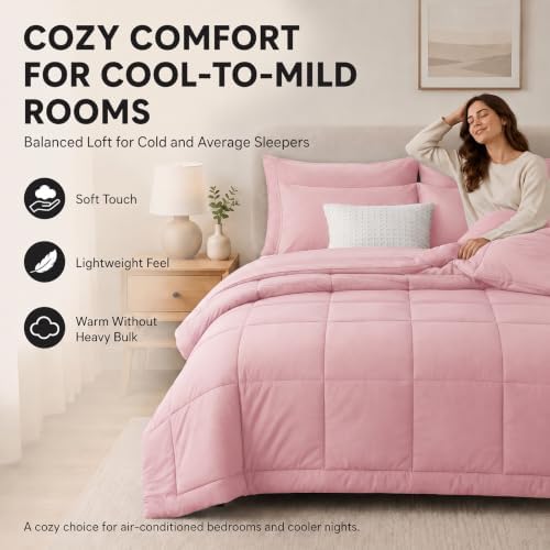 CozyLux Full Size Comforter Sets Pink - 7 Pieces Bed in a Bag - Image 3