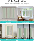 Window Privacy Film Frosted, Green Brown Striped Non-Adhesive Static Cling Window Tint, Modern Farmhouse Vertical Stripes Insulated Windows Frosted Films for Living Room, 35.4 x 78.7 Inches - Image 7
