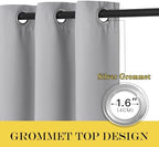 NICETOWN Silver Gray Sliding Door Curtains 108 inches Long - Grommet Blackout Light & Sound Blocking Room Divider Curtains Window Treatments for Dining Room/Bedroom (W100 x L95, 1 Panel) - Image 3