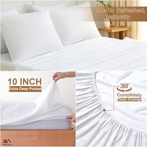 ARlinen 4 PC RV King Sheets 72 x 80, Egyptian Cotton, 10-Inch Deep, White - Image 6