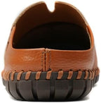 Men’s Slip-On Loafers Mules Clog Handmade Leather Slippers Hand Stitched no-Heel Casual Shoes for Men Breathable Comfortable Soft - Image 4