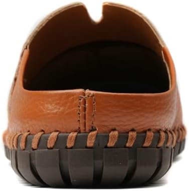 Men’s Slip-On Loafers Mules Clog Handmade Leather Slippers Hand Stitched no-Heel Casual Shoes for Men Breathable Comfortable Soft - Image 4