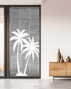 Window Privacy Film Frosted, Black Grey Palm Trees Non-Adhesive Static Cling Window Tint, Summer Coastal Tropical Botanical Insulated Windows Frosted Films for Living Room, 35.4 x 78.7 Inches - Image 5