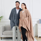 Wearable Blanket Sherpa Fleece Shawl Blanket with Pockets Blanket Poncho Cape for Adults, Cozy Shawl TV Throw Blankets - Image 4