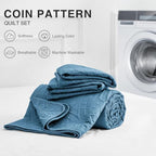Love's cabin Twin Quilt Set Misty Blue Bedspreads Bedding Set - Soft Bed Lightweight Bedspread Comforter - Modern Style Coin Pattern Coverlet for All Season - 2 Pieces (1 Quilt, 1 Pillow Sham) - Image 7