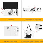 Gothic Black Cat Skull Extra Large Picnic Blankets Waterproof Foldable Beach Blanket Waterproof Sandproof Outdoor Packable Camping Blanket with Zip 79"x79" - Image 4