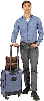 BlueHills Travel Blanket Pillows for Two Airplane Traveling Essentials Flight Throws in Bag case with Backpack Clip Compact Large Plane Accessories – Beige and Brown - Image 5