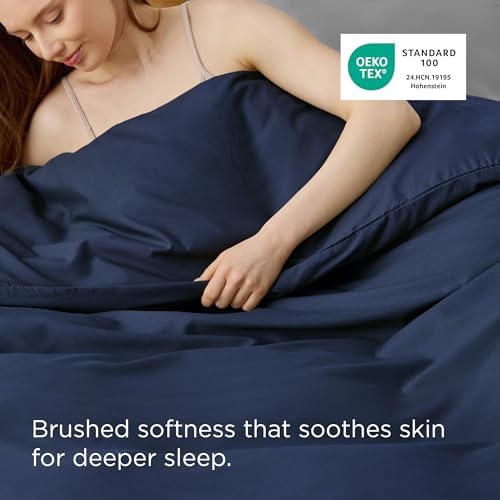 Bedsure Duvet Cover King Size, 1Pc Soft Double Brushed Bedding, Navy Blue - Image 3