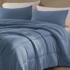 SLEEP ZONE Twin/Twin XL Size Comforter Set, Breathable Jersey Knit Soft Duvet Insert Set 2 Pieces Bedding Sets for Bedroom All Season, Stone Blue - Image 2