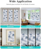 Window Privacy Film Frosted, Navy Blue Palm Trees Tropical Static Cling Door Window Covering, Summer Beach Botanical UV Blocking Windows Film for Office, Hotel, Bedroom, 29.5 x 78.7 Inches - Image 7