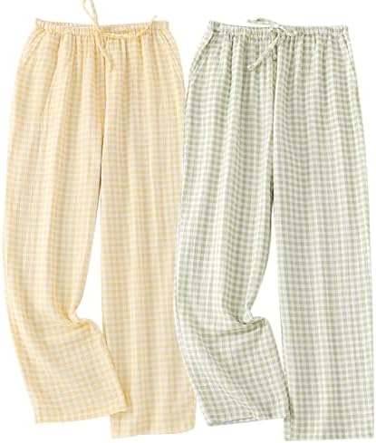 STMAHER 2 Pack Women's Cotton Pajama Bottoms Lightweight Sleep & Lounge Pants Plaid Sleepwear Long Pj Pants by STMAHER