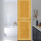 Window Privacy Film Frosted, Ginger Yellow Botanical Reusable Static Cling Window Tints, Vintage Florals Geometric Minimalist Heat Control Windows Films for Offices, Balcony, 29.5 x 118 Inches - Image 3