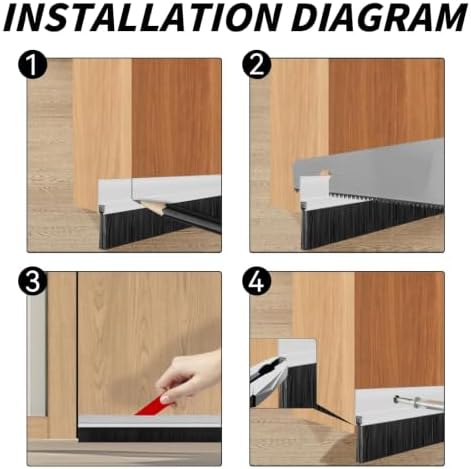 4 Pack 30 Inch Door Bottom Sweep, Aluminum with 1.1 Inch PP Brush - Image 6