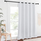 NICETOWN Greyish White Sliding Door Curtain 118 inch Length, Grommet Room Darkening Thermal Curtain Extra Long Sound Dampening for Living Room/Bedroom, W66 x L118, 1 Panel - Image 2