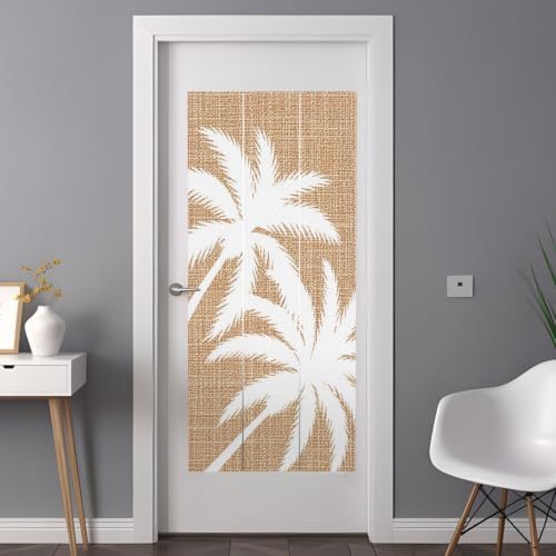 Window Privacy Film Frosted, Brown Tropical Tree Non-Adhesive Static Cling Window Tint, Summer Coastal Palm Trees Insulated Windows Frosted Films for Living Room, 35.4 x 78.7 Inches - Image 3
