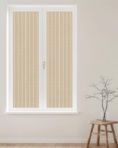 Window Privacy Film Frosted, Brown Modern Reusable Static Cling Window Tints, Farmhouse Geometric Vertical Stripes Retro Heat Control Windows Films for Offices, Balcony, 29.5 x 118 Inches - Image 2