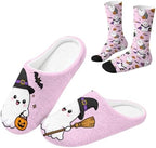 Jeiento Women's Fuzzy Slippers and Sock Set Warm Cozy Memory Foam House Shoes Soft Slip-on Slides Spa Slippers for Hotel by Jeiento