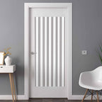 Window Privacy Film Frosted, Black Vertical Striped Non-Adhesive Static Cling Window Tint, Minimalist Modern Lines Geometric Insulated Windows Frosted Films for Living Room, 35.4 x 78.7 Inches - Image 3