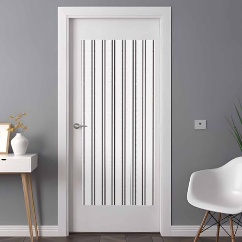 Window Privacy Film Frosted, Black Vertical Striped Non-Adhesive Static Cling Window Tint, Minimalist Modern Lines Geometric Insulated Windows Frosted Films for Living Room, 35.4 x 78.7 Inches - Image 3