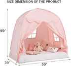 Akiky Large Teepee Tent for Kids with Lights Portable Bed Canopy Tent Foldable Teepee Canopy Playhouse Inside Canopy Bed for Playroom(Pink) - Image 2