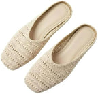 Elegant Bohemian Crochet Mules for Women, Breathable Hollow-Out Woven Knit Flats, Pointed Toe Summer Beach Sandals, Lightweight Slip-on Loafers for Travel & Daily Wear by Unknown