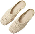 Elegant Bohemian Crochet Mules for Women, Breathable Hollow-Out Woven Knit Flats, Pointed Toe Summer Beach Sandals, Lightweight Slip-on Loafers for Travel & Daily Wear by Unknown