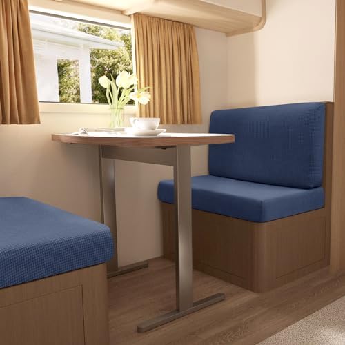 Gollense RV Dinette Cushion Covers Set of 2, Waterproof Stretch Camper Cushion Covers, Sectional Replacement RV Seat Covers for Trailer Couch, Includes 2 Backrest Cover & 2 Bench Cover (Navy) - Image 7