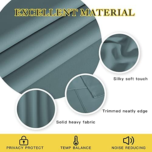 NICETOWN Greyish Blue Blackout Curtains W100 x L84 for Sliding Door, Grommet Thermal Insulated Light Blocking Window Treatments for Bedroom/Living Room, 1 Panel - Image 4