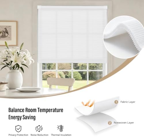 AOSKY No Drill Cordless Light Filtering Cellular Shade 34.5"W x 64"H White - Image 5