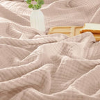 PHF 100% Cotton Muslin Blanket for Adults, Twin XL 66"X90", Dusty Pink by PHF