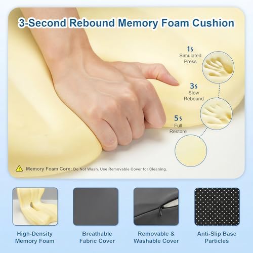 Car Seat Cushion with Back Support for Driving, Ergonomic Support Relief Pad for Auto/Truck/Office, Hollow Ventilation, Anti-Slip Driver Seat Cushion, Washable Cover, 18.1"x17"(Two-Tone Gray) - Image 6
