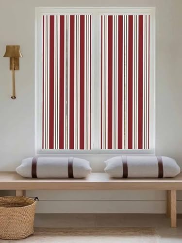 Window Privacy Film Frosted, Red Brown Striped Reusable Static Cling Window Tints, Modern Farmhouse Vertical Stripes Heat Control Windows Films for Offices, Balcony, 29.5 x 118 Inches - Image 5