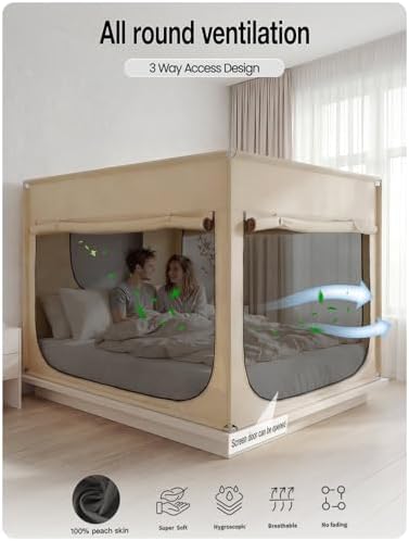 ANC POP Portable Bed Tent, Blackout Privacy Canopy with 3 Doors & Breathable Mesh, Large Space for Adults, Indoor Sleeping Shelter for Dorms/Shared Rooms - Image 3