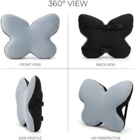 Butterfly Lumbar Support Pillow for Car and Chair, Gray - Image 6