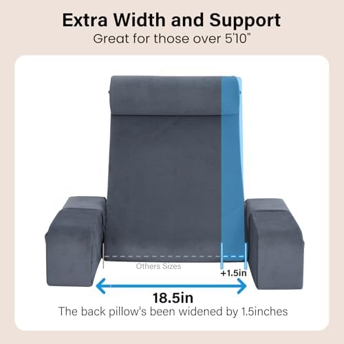 ENITYA 21" Reading Pillow for Bed with Firm Back Support & Big Pockets - Image 2