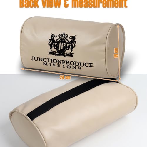 W-POWER 4PCS Junction Produce JDM Car Neck Pillow Headrest + JP VIP Embroidery Car Seat Belt Cover Set (Beige) - Image 3